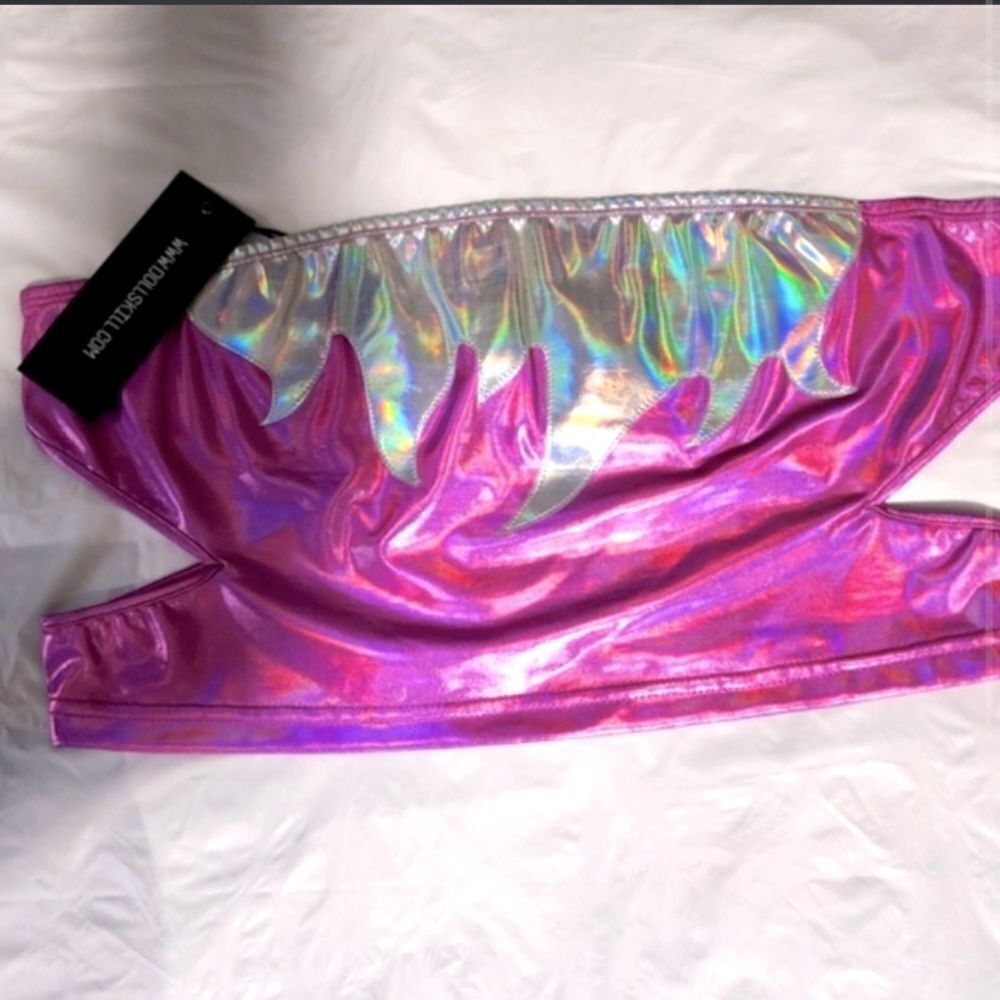 Dolls Kill Club Exx Space Cadet Holographic Tube Top